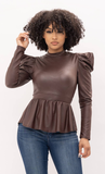 Ruffle Hem Puff Sleeve