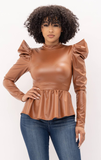 Ruffle Hem Puff Sleeve