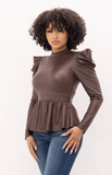 Ruffle Hem Puff Sleeve